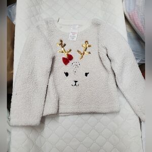 Fleece Top With Reindeer Head 4t